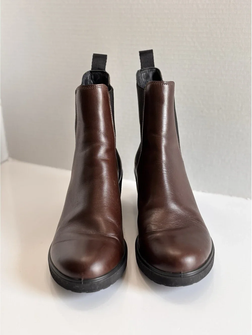 ECCO Metropole Zuric Chelsea Ankle Boots Women's Sz 9.5 Brown Leather Block Heel